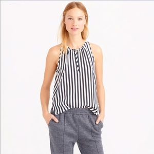 NWT J. Crew silk navy striped tank
